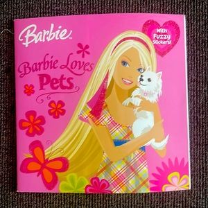Original Barbie Loves Pets book and cool stickers brand new